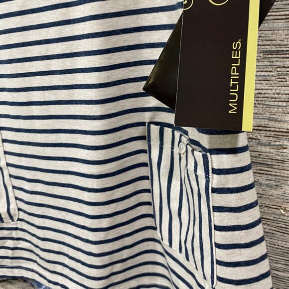 Striped & Paisley Multicolor Boho Top W/ Front Pockets By Multiples Size L NWT - Picture 5 of 7